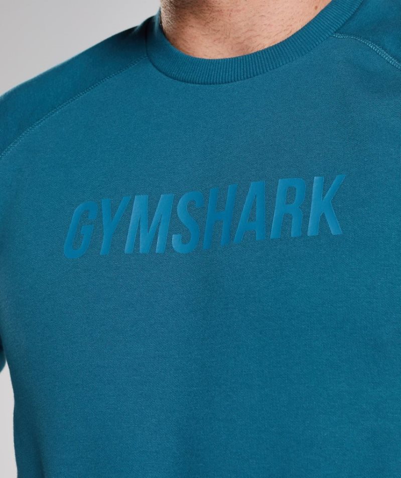 Men's Gymshark Apollo Crew Sweatshirts Turquoise | NZ 4VHJCE